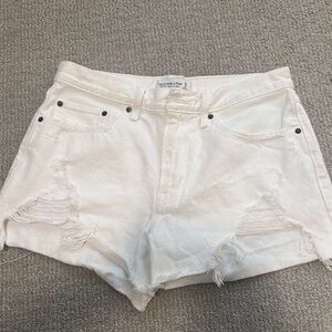 Abercrombie & Fitch Women's White Distressed Shorts